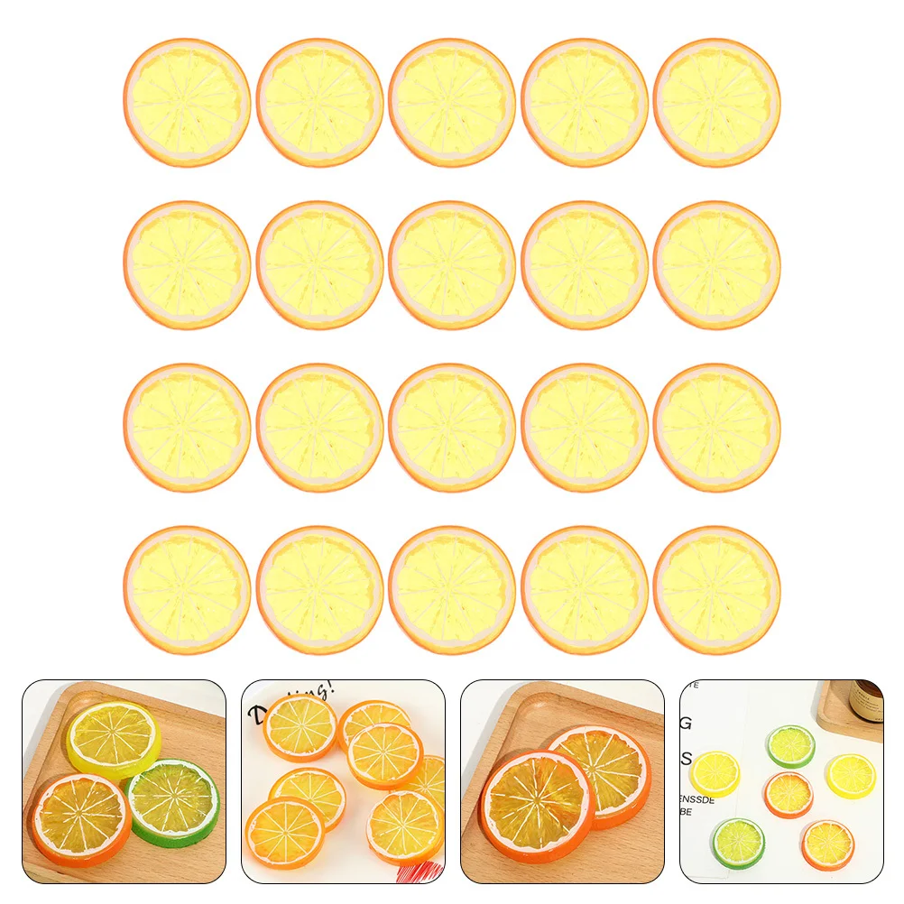 

20Pcs Simulation Lemon Slices Bright Color Decorative Ornaments for Room Office Mall Display Artificial Lemon Slices