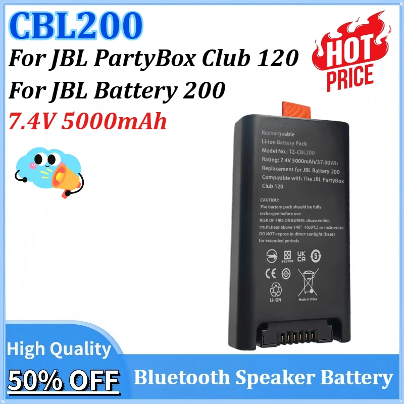 

CBL200 7.4V 5000mAh 37Wh Replacement Bluetooth Speaker Battery for JBL Battery 200 for JBL PartyBox Club 120 Portable Speaker