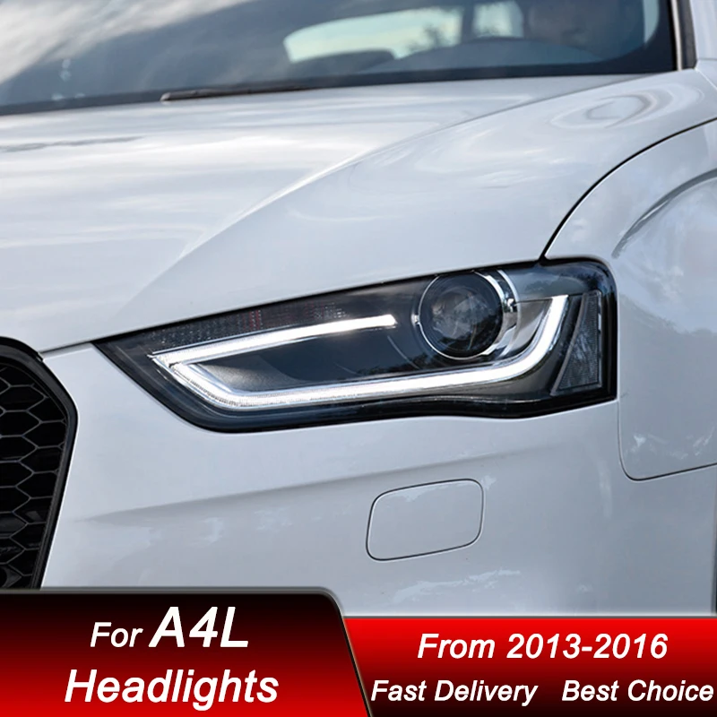 

Поп-автомобильные светодиодные фары для Audi A4L A4 2013-2016, высокий стиль, полностью светодиодные фары в сборе, обновленный комплект аксессуаров для линз проектора