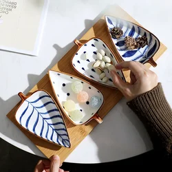 Creative Leaf Shaped Seasoning Bowl Ceramic Multi-purpose Small Plates Appetizers Snack Dish Kitchen Sauce Sushi Cake Tray