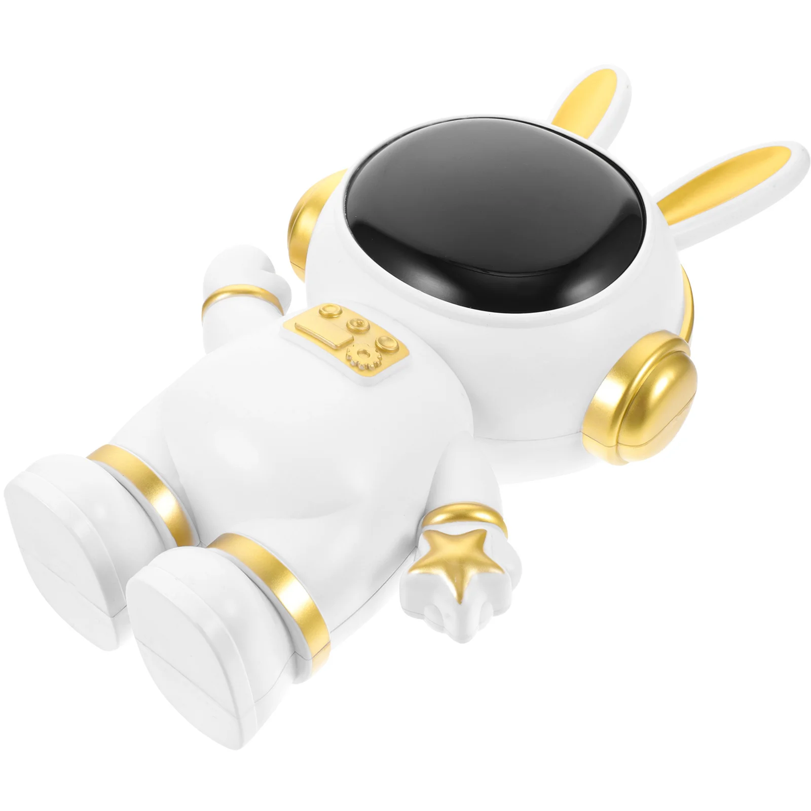 Coelhinho branco fofo, jarra de vidro inquebrável, suporte para dinheiro infantil, modelo decorativo de vinil de astronauta para crianças