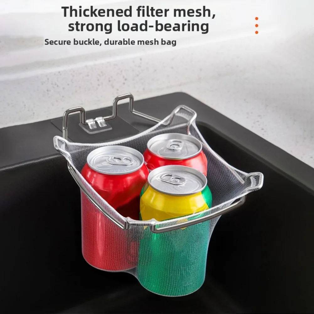 For Cabinet Doors Sink Scrap Filter Kitchen Drain Rack Kitchen Waste Disposal Silver Kitchen Garbage Bag Holder