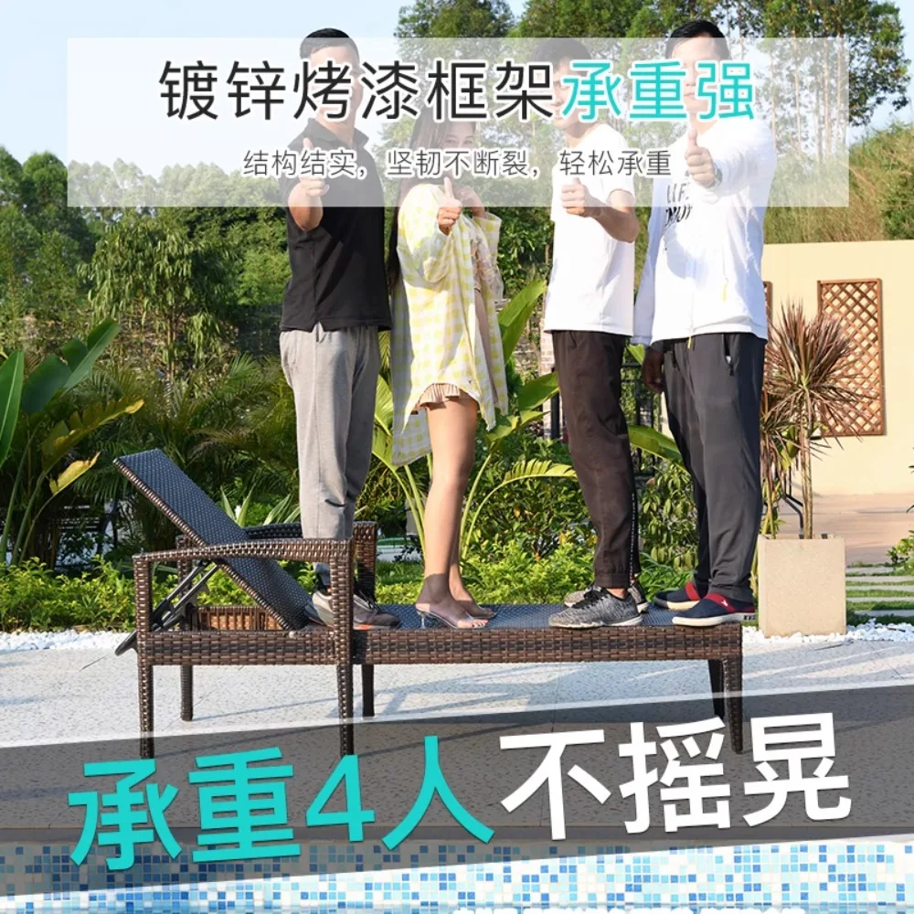 Rattan Outdoor Rattan Bett Freizeit Balkon Rattan Stuhl Outdoor Garten Lounge Stuhl