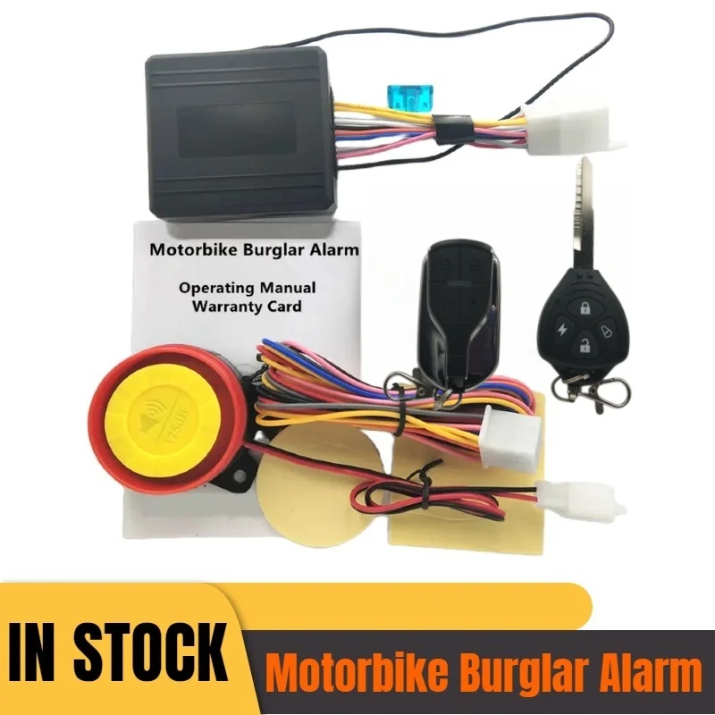 Motorbike Burglar Alarm Accessories With Remote Control + key 12V Motorcycle Theft Protection Remote Activation