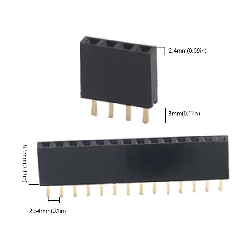 【20PCS】Single Row Pin Female Header Socket Pitch 2.54mm 1*2p 3p 4p 5p 6p 7p 8p 9p 10p 12p 14p 16p 18p 20p 22p 40p Pin Connector