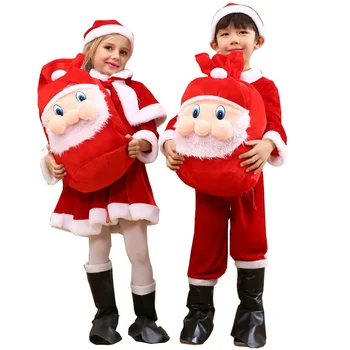 Kind Kerst Cosplay Kostuum Kerstman Baby Kids Xmas Outfit Set Jurk Broek Tops Hoed Mantel Riem Voor Jongens Meisjes