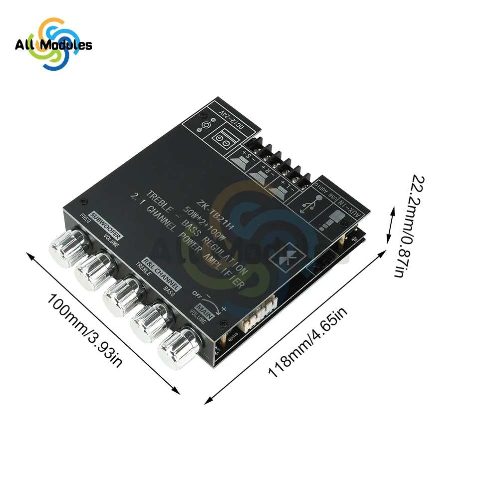 DC 12-24V TB21H BT 5.1 서브우퍼 앰프 보드 50W+50W+100W 2.1 채널 디지털 앰프 모듈 스테레오 베이스 AMP TPA3116D2