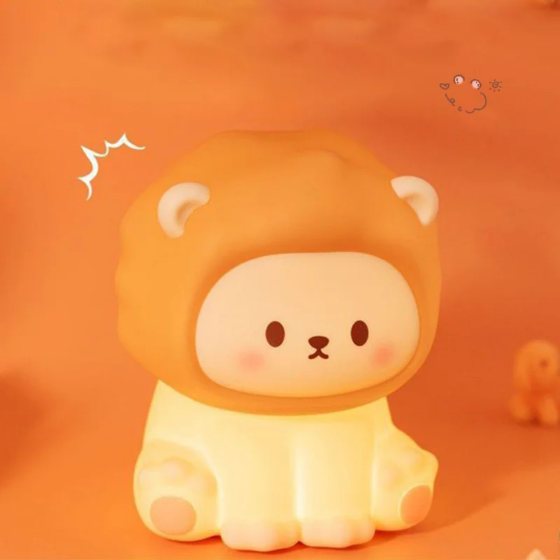 

Kawaii Lion Night Light Rechargeable 3 Level Dimmable Silicone Sleeping Light Bedside Lamp Nursery Nightlights For Bedroom
