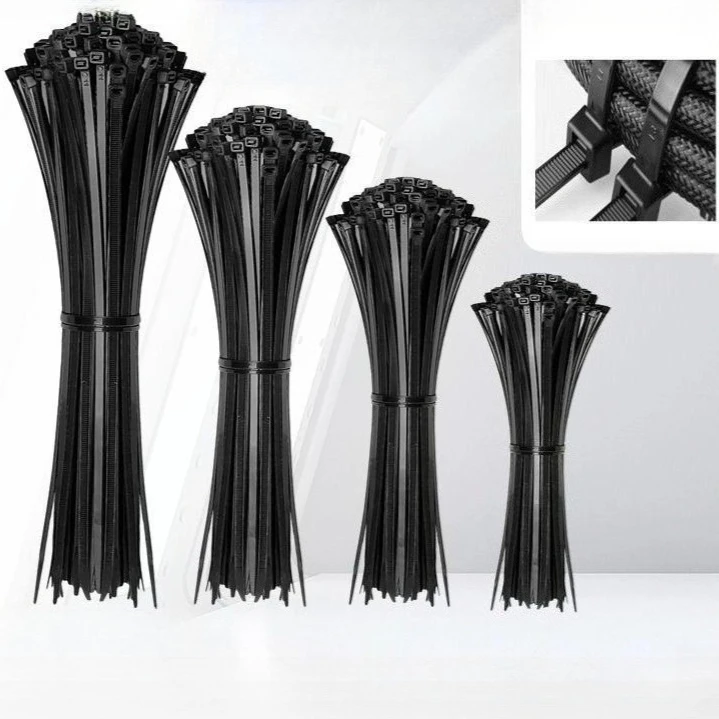 100 PCS of cable ties, width 1.9-3.6mm length 100-200mm high tensile strength, self-locking, suitable for home and office