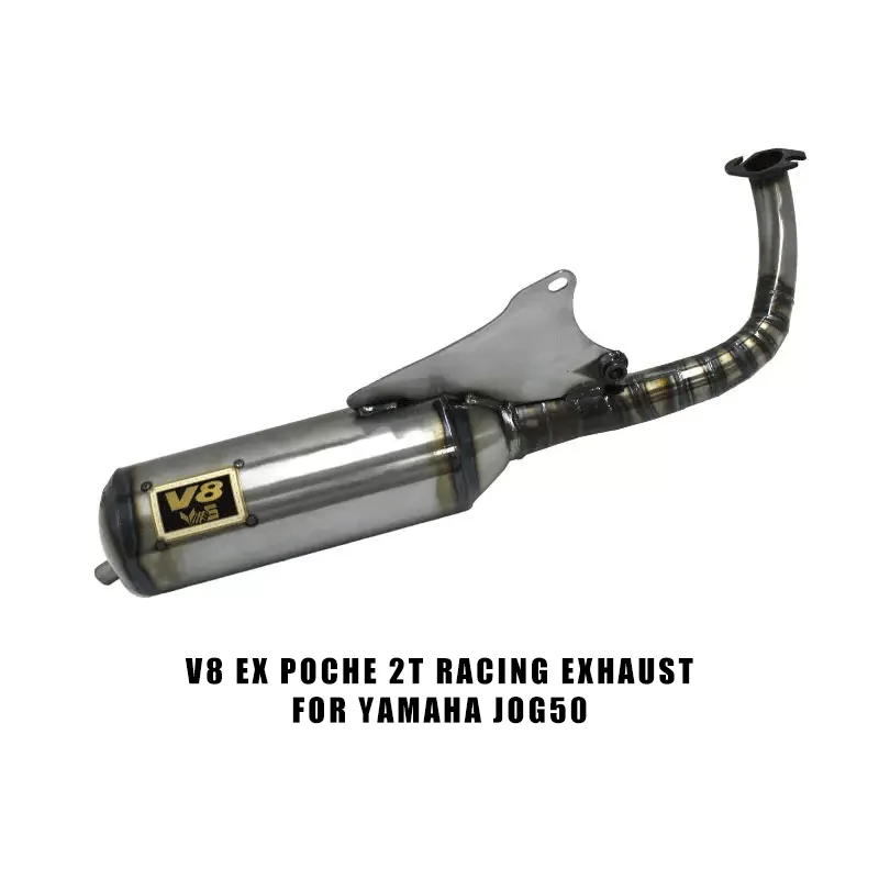 V8 Handmade Full Section Exhaust Pipe For Yamaha JOG50 3KJ ZR EVO JOG90, 2 Stroke Racing Exhaust, 11 Segments Welded Pipe, Stain