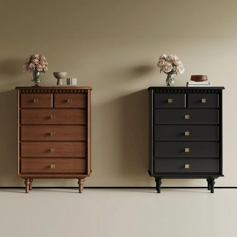 New Chinese-style solid wood dining side cabinet, living room household small apartment drawer cabine