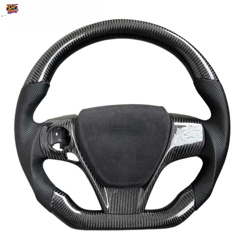 Custom High-quality Red Perforated Leather Carbon Fiber Steering Wheel for Toyota 7th Generation Camry
