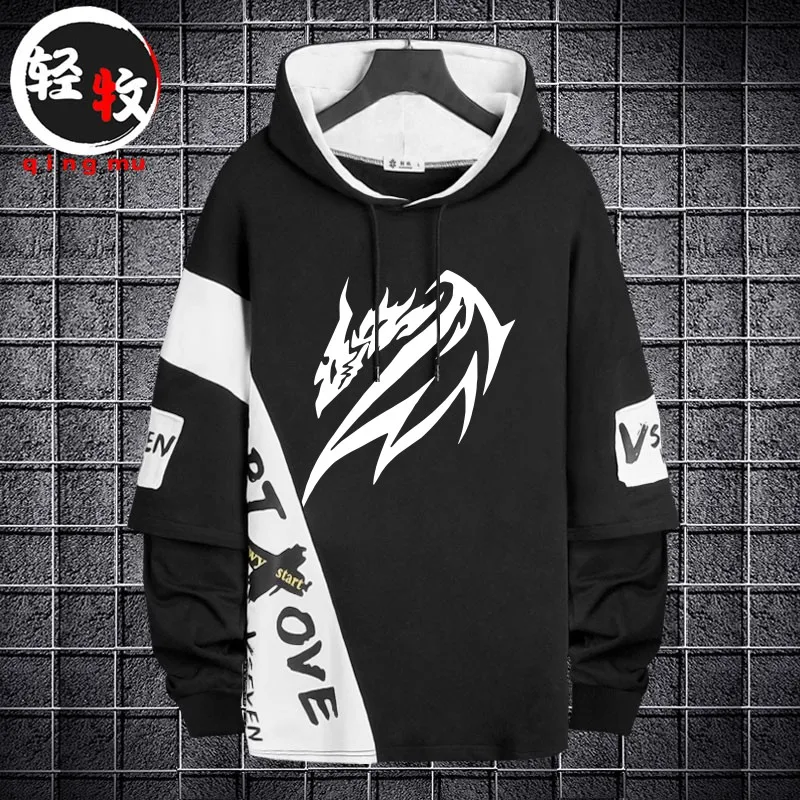 

Повседневная хлопковая толстовка с капюшоном, длинными рукавами, мультяшным аниме-принтом, свободного кроя, молодежная, модная, осенне-зимняя, уличная одежда