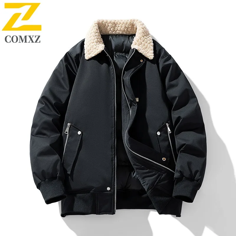 COMXZ في الهواء الطلق الراحة وسادة مبطنة الرجال ركوب معطف مقاوم للرياح الترفيه النمط الحضري ضوء الرياح برهان الخريف جديد الرجال الملابس