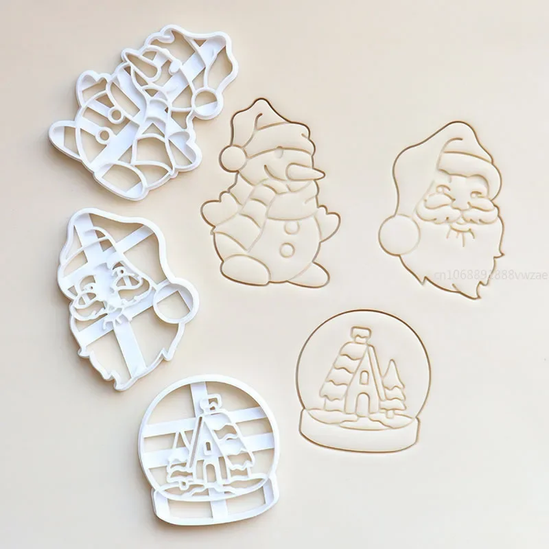 

2024 Christmas Cookie Cutter Man Santa Claus Mold Stamp Kids Christmas Party Embosser Biscuit Mould Baking Decor Supplies