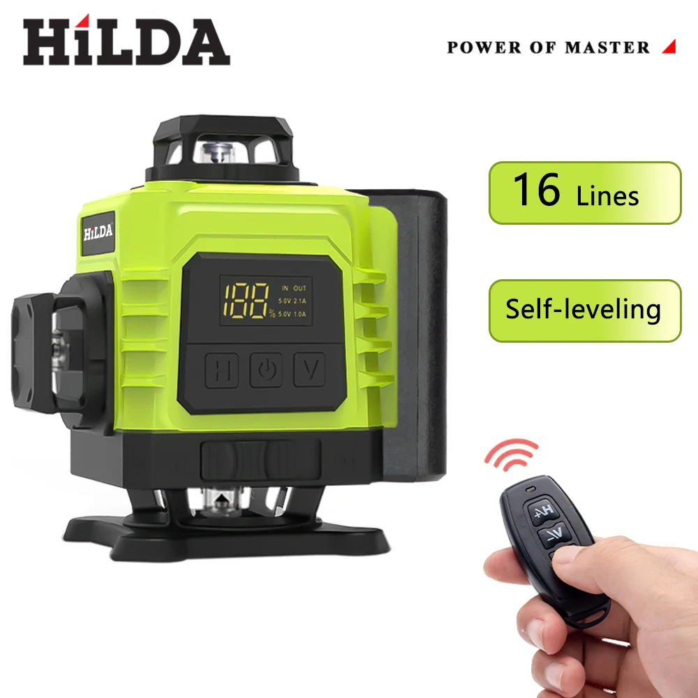 HIlDA 4D 16 Lines Green Laser Horizontal 360 Self Leveling Vertical and Horizontal Strong Green Beam Optical Instrument