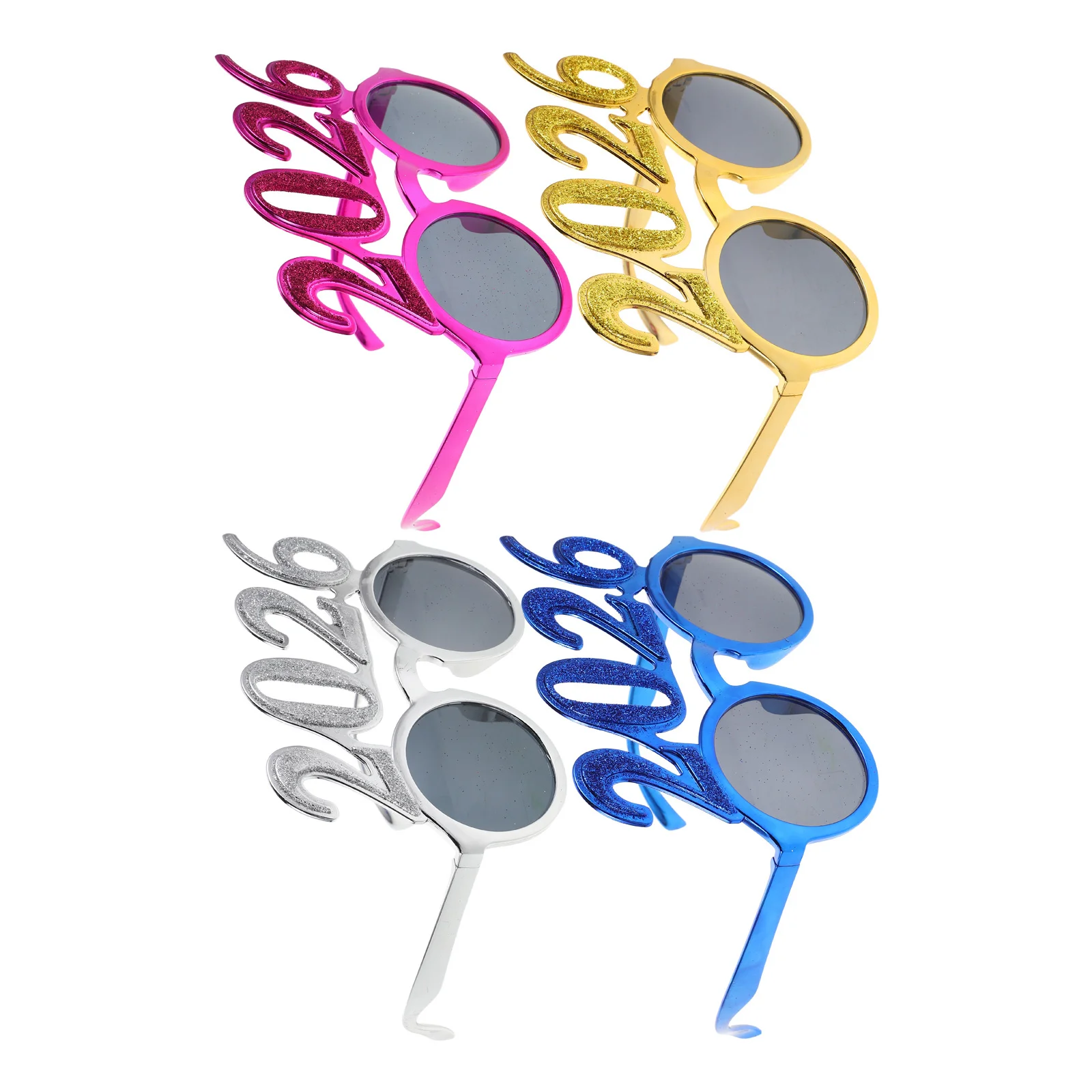 4 szt. Okulary na Nowy Rok 2026 z błyszczącym wzorem cyfr, idealne na imprezy, sesje zdjęciowe, uroczystości z okazji ukończenia szkoły, nowatorskie, brokatowe