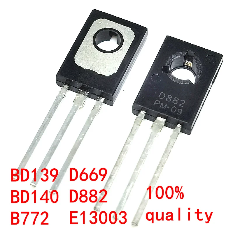 20PCS Transistor Triode to-126 BD139 BD140 D669 B772 D882 E13003 MJE13003 2SD669 2SB772 2SD882 D669A