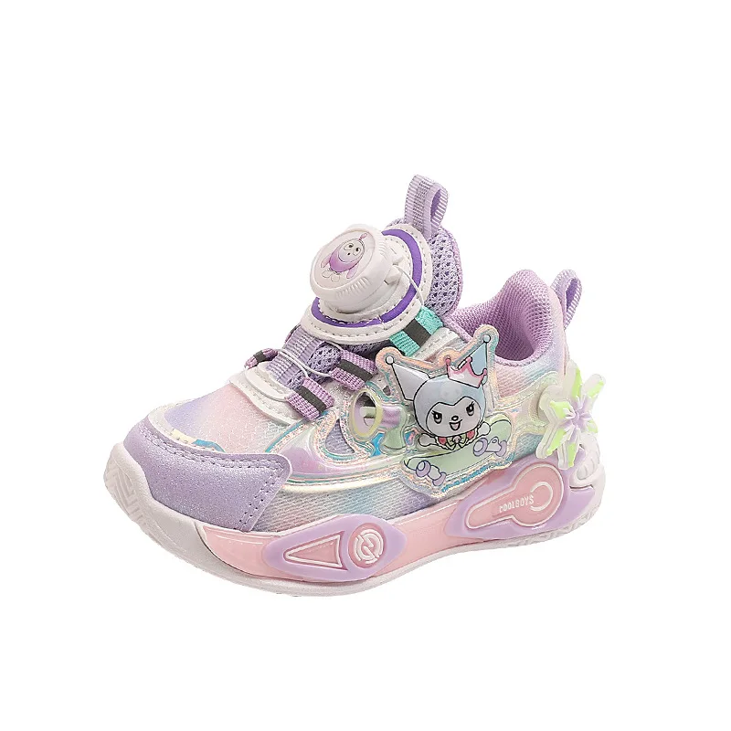 

Spring Autumn New Girls Sports Shoes Rotary Button Cartoon Kuromi, Cute Seasonal Children's Footwear Collection
