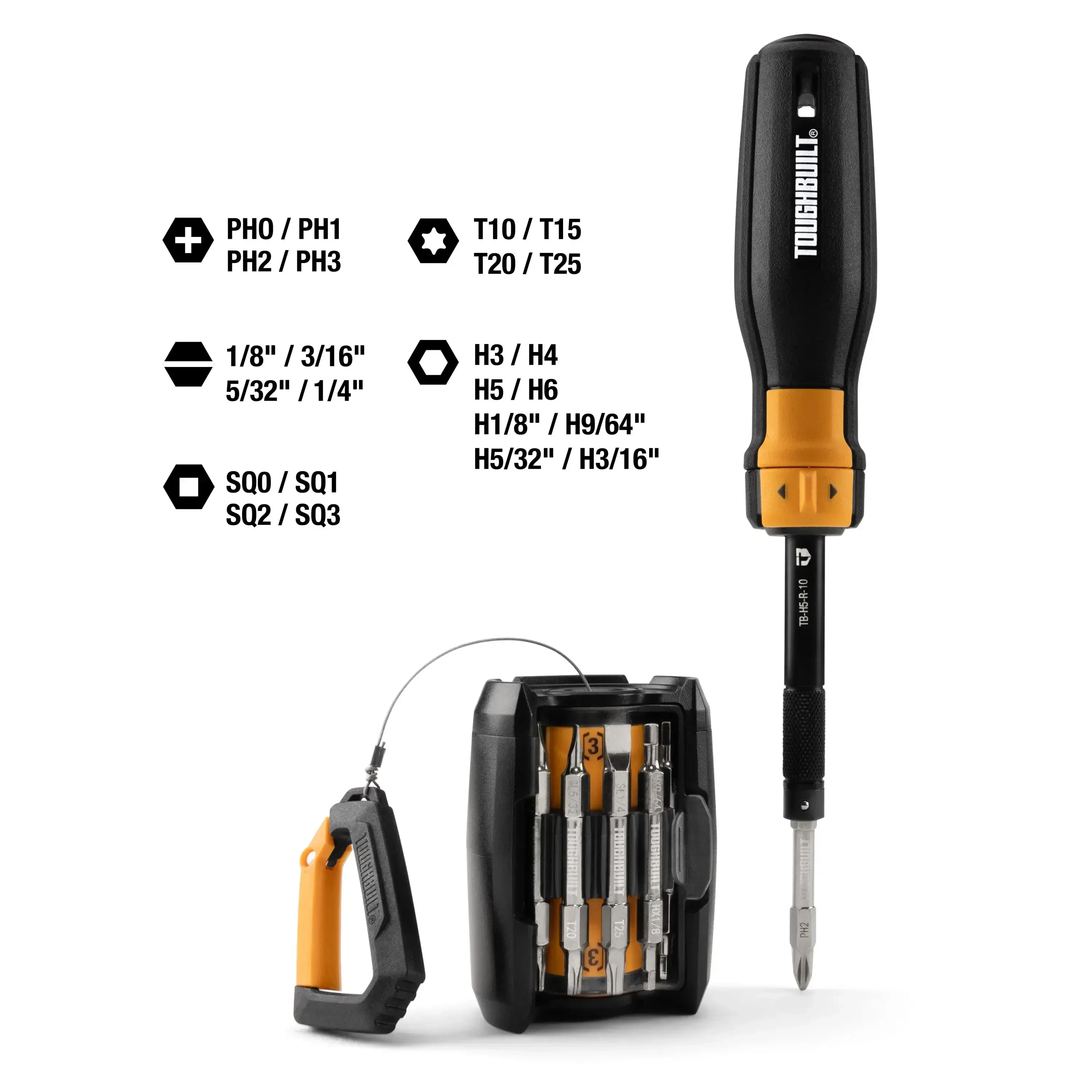 TOUGHBUILT Ratcheting Multi-Bit Driver + 24-Bit Grenade Portable Multifunctional Screwdriver Hand Tools TB-H5S2-MR-A