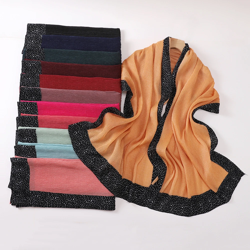 Nieuwe Luipaard Print Hijab Geplooide Katoenen Sjaal Islamitische Effen Crinkle Hoofddoek Hijab Foulard Femme Musulman Wrap Bandana