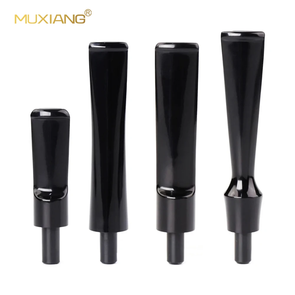 Muxiang 1pc Acrylic Tobacco Mouthpiece For Briar Tobacco Pipe Smoke Pipes Handwork Black Stems For 3mm Filter Element