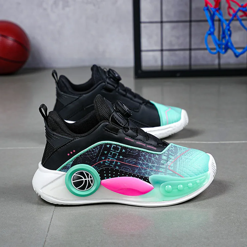 

Children Basketball Shoes New Damping Grip Field Training Sneakers 2025 New Breathe Anti Twist Outdoor Basketball Boots for Kids