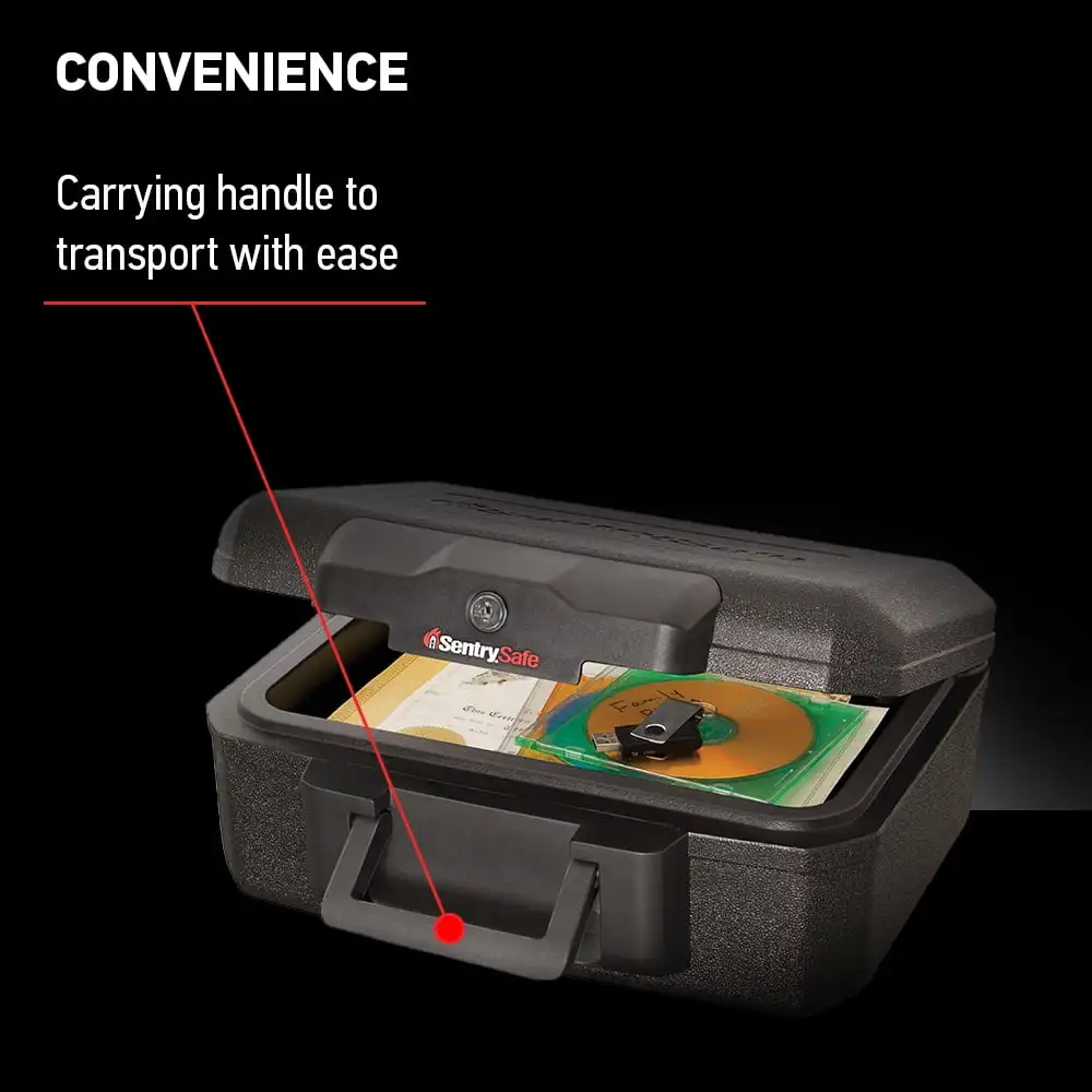 Cassetta di sicurezza resistente al fuoco con serratura a chiave 0,18 Cu. piedi, Nero