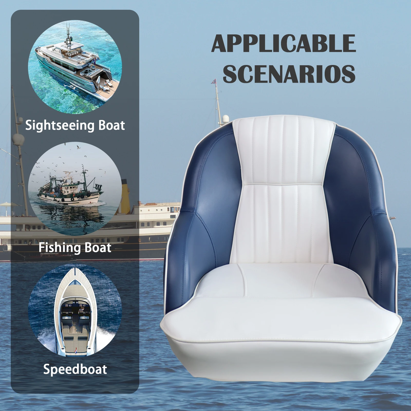 

High Back Boat Seat Series Pontoon Bucket Style Captain Boat Seat with Comfortable High-Density Foam Captain's Chair
