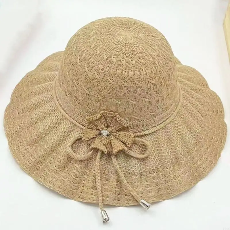 Fashion Knit Sun Hat Wide Brims Wavy Design Lightweight Cotton Summer Cap For Outdoor Activities Y166