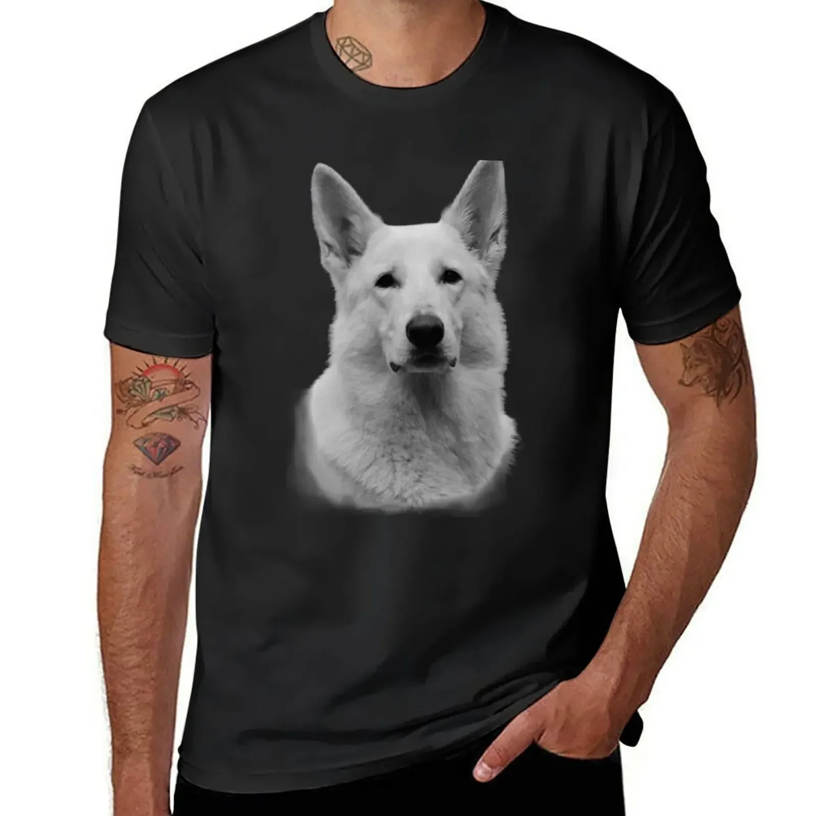 White German Shepherd T-Shirt quick drying oversized mens tall t shirts