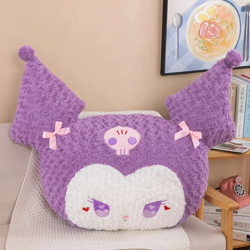 Sanrio-Grande pelúcia recheado sofá travesseiro para crianças, Kuromi, macio, Kawaii decoração do quarto, bonito melodia boneca, brinquedo infantil, presente de aniversário da menina, quente