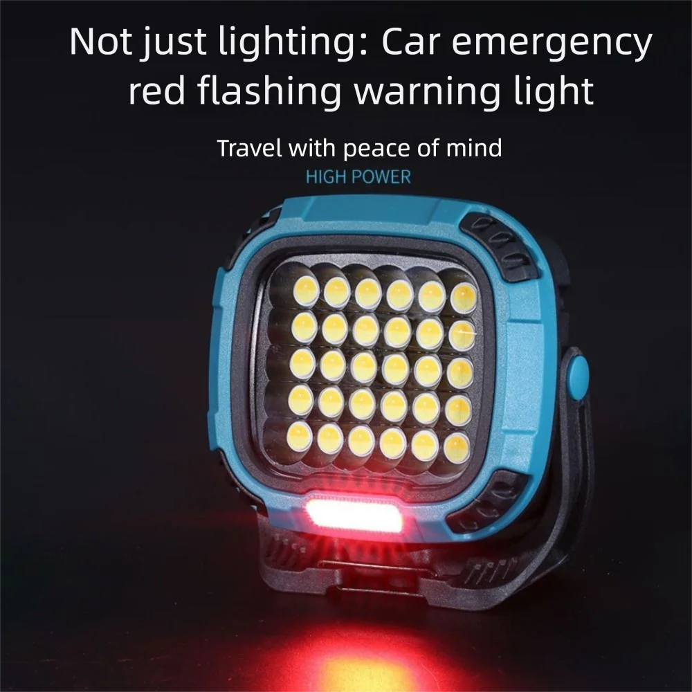 Type-C Rechargeable Emergency Light Strong Light Magnetic Base LED Camping Flashlight Cordless Design Floodlight Garage Repair