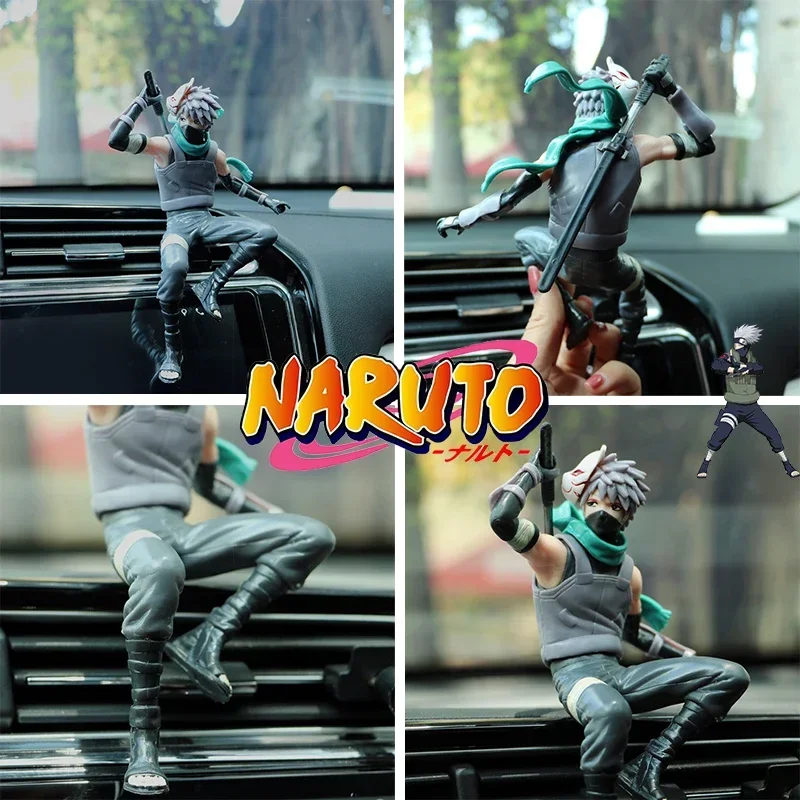 Naruto Kakashi Car Accessories Cute Cartoon Action Figure Figurines Ornament Auto 3D Model Charm Fashion Model Toys Boy Gift New