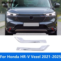 Front Fog Light Lamp Eyelid Eyebrow For Honda HR-V e:HEV Vezel 2021-2024 2025 Chrome Foglamp Strip Trim Accessories Car Styling