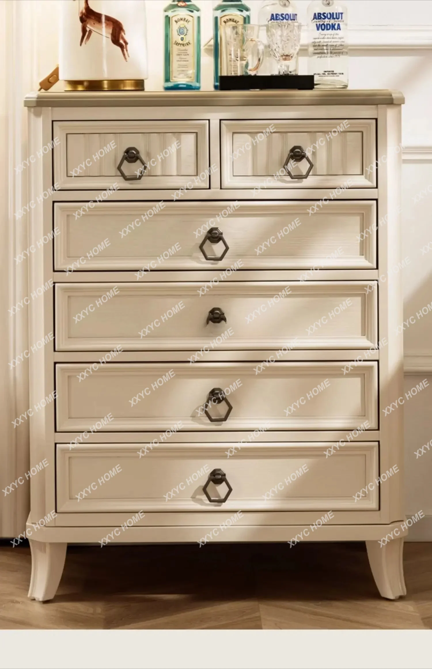 

55 Cream Wind Solid Wood Bedside Cabinet Living Room Wall Locker