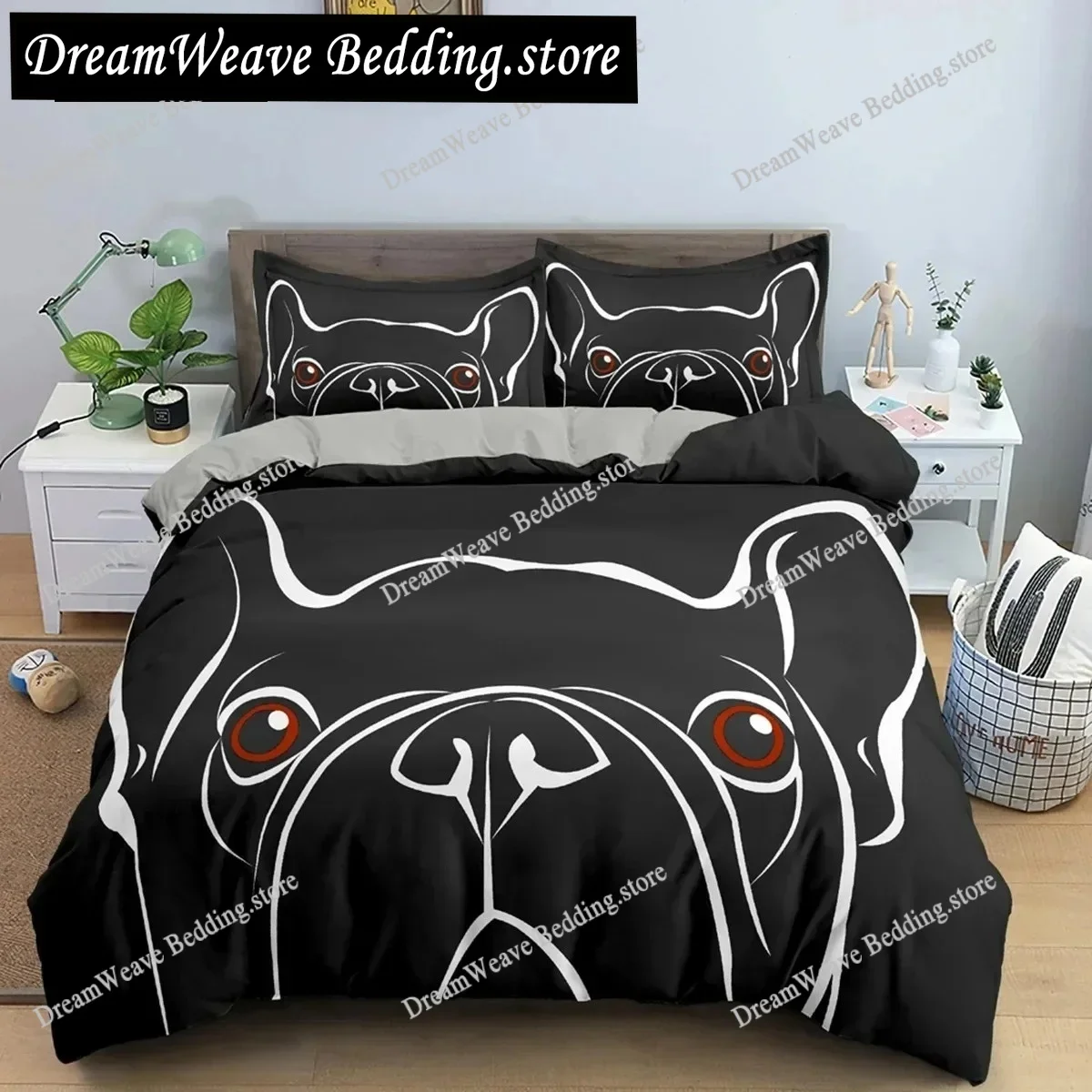 

3D Print Bulldog Pattern Duvet Cover Set King Full Size Bedding Set Room Decor Soft Microfiber Comforter Quilt Cover Luxury Gift