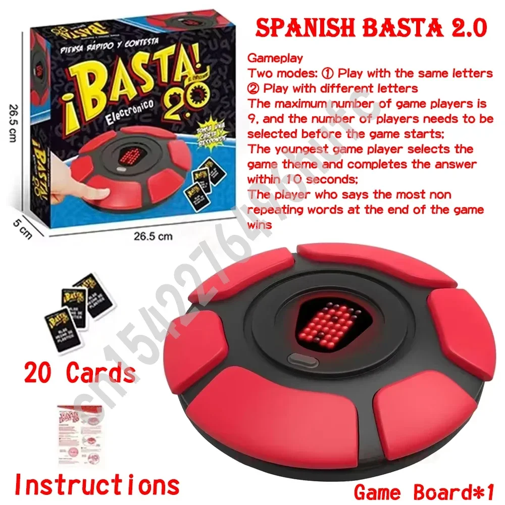 Basta 2.0 Spanish Board Games Quick Thinking Letters Pressing Digital Display Family Games Party Gifts Portable Basta En Español images - 6