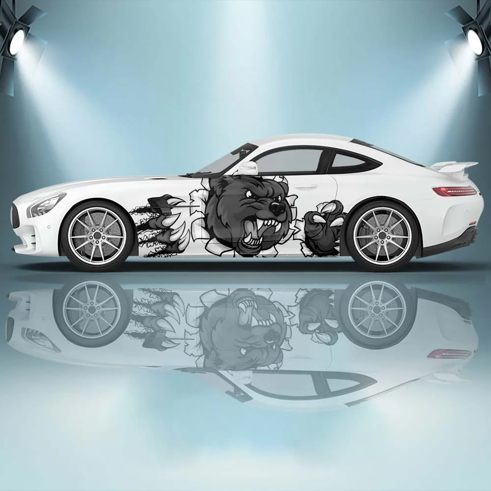 

Виниловые наклейки для автомобиля с жестоким медведем, самоклеящаяся наклейка из ПВХ, подходит для грузовиков, внедорожников, украшения, автоаксессуары, подарок