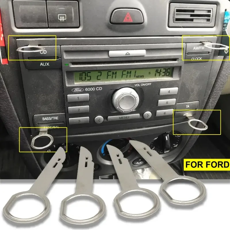 

2 Pairs Car Radio Removal Keys, Stereo CD Player Release Pins Tool for Ford Focus Mondeo C-Max Fiesta Transit