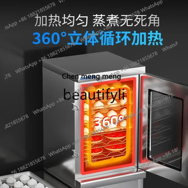 Kabinet Pengukus Komersial FF untuk Toko Sarapan, Pengukus Nasi Otomatis Kecil, Peralatan Dapur Stainless Steel