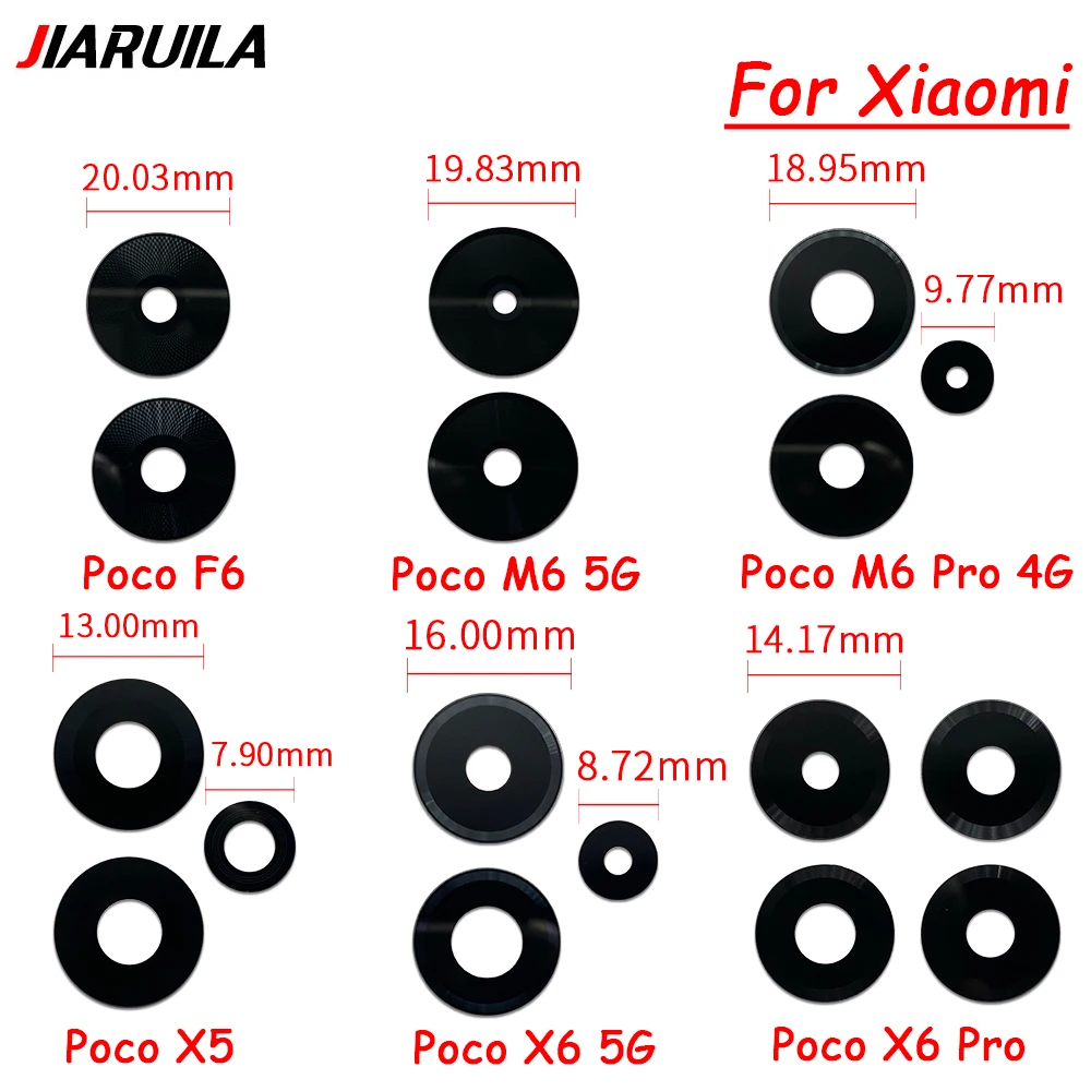 10Pcs\Lot Good quality For Xiaomi Poco F6 M6 5G M6 Pro X5 X6 Pro Back Rear Camera Glass Lens Cover With Adhesive