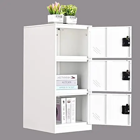 Vertical Single Tier Small Locker with Padlock latche 2 or 3 Compartment Storage for Employee,Home,Office,School,Kids