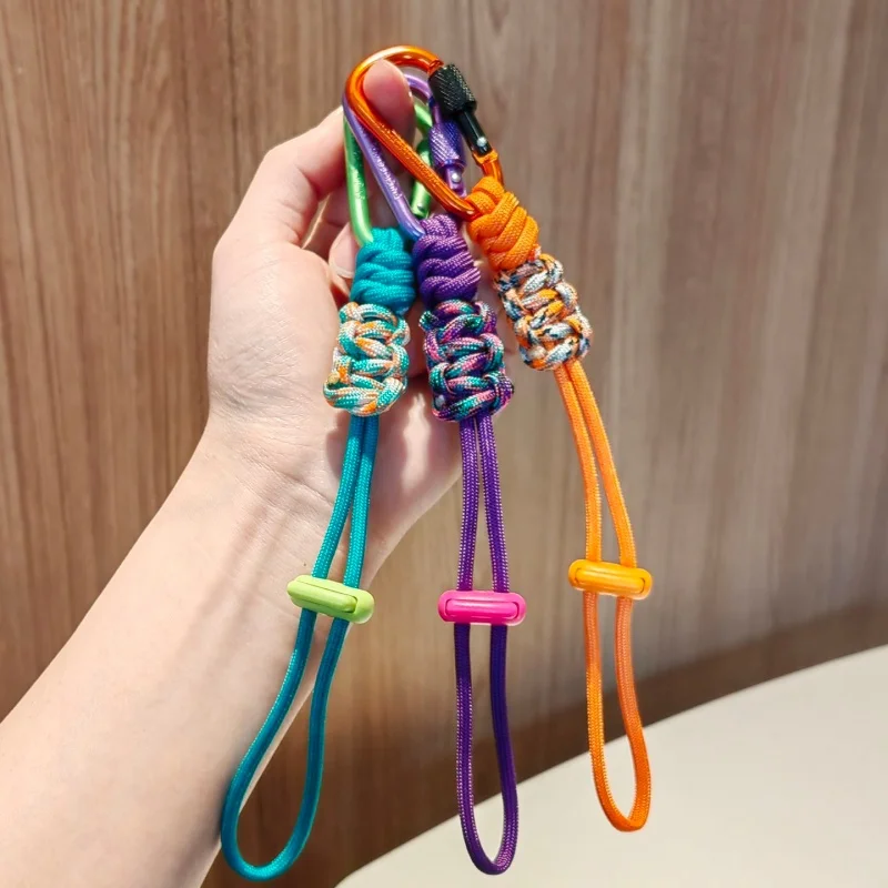 D-Shaped Carabiner Clip with Lanyard for Hanging Water Bottle, Key, Backpacks and More Outdoor Paracord Keychain