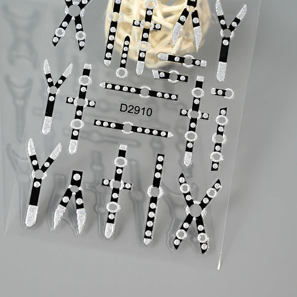 2 قطعة 5D القوطية الشرير مسمار الفن ملصق حزام المشارب بريق مسمار الشارات الأسود ضمادة ذاتية اللصق المتزلجون لجميع القديسين مانيكير