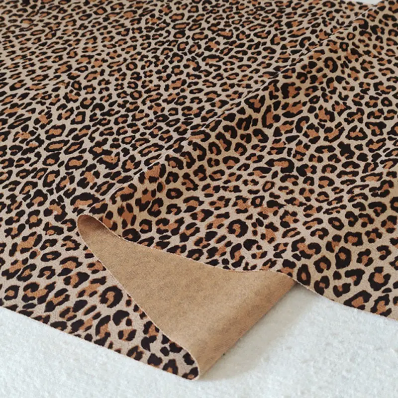Suede Leopard Print Clothing Fabric Couch Slipcover Handmade Diy Sewing Spring Autumn Overcoat Designer for Diy Sewing Cloth
