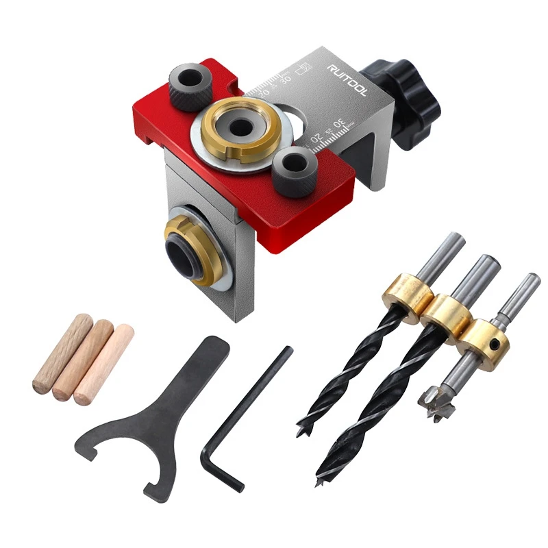 

1Set Hole Drilling Positioner Pocket Hole Jig System 3 In 1 Woodworking Hole Drill Punch Locator Industrial Tools