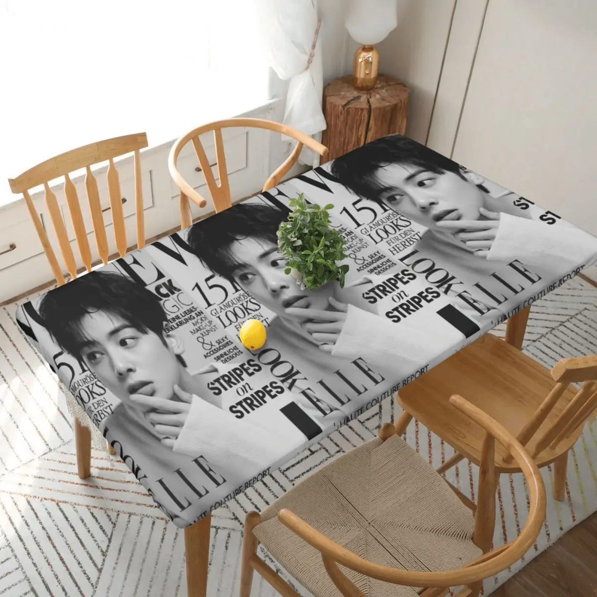 Cha EunWoo Kpop Astro Customized Rectangular Tablecloth Waterproof Table Cover for Festival Party Decorations Table Cloth