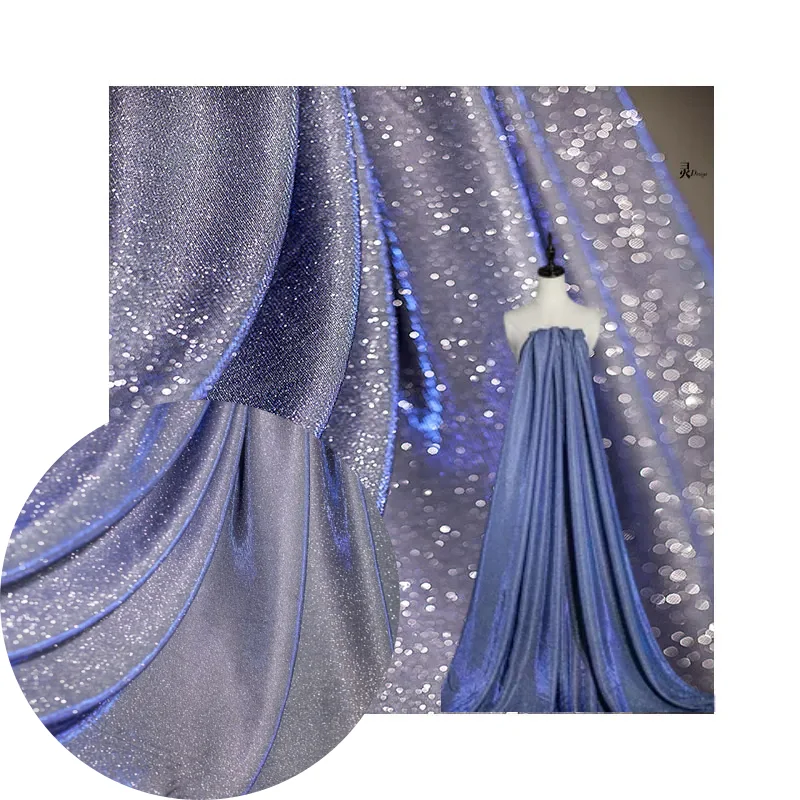 

Knitted Illusory Color Gradient Fabric Reflective Starry Sky Bright Elasticity Creative Wedding Dress Designer Diy Sewing