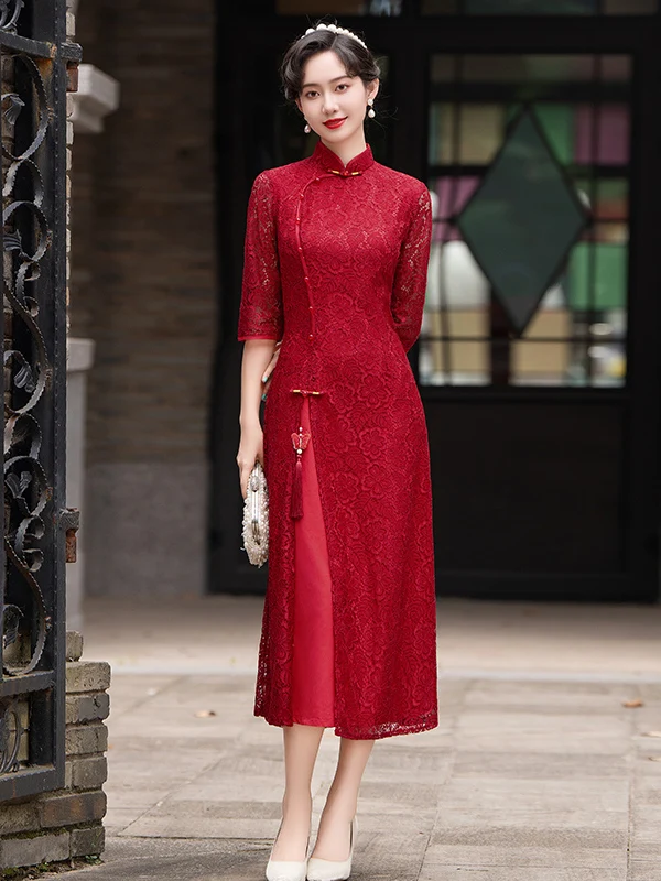 dentelle-rouge-amincissante-qipao-dr-chinois-sle-invite-de-mariage-dr-nouveau-2025-retro-vent-rond-revers-mi-long-origine-chinoise